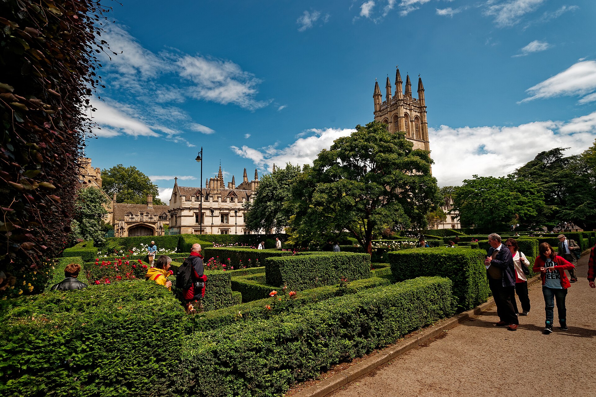Oxford   Rose Lane   High Street   View East on Rose Gardens, Magdalen College & Magdalen Tower 1509